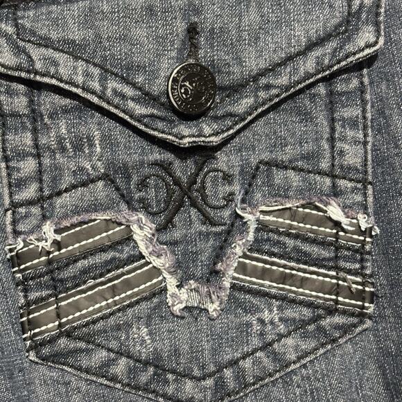 Xtreme Couture Jeans 30 x 32 Y2K Biker Embroidered Flip Pockets Straight Leg - Picture 13 of 16